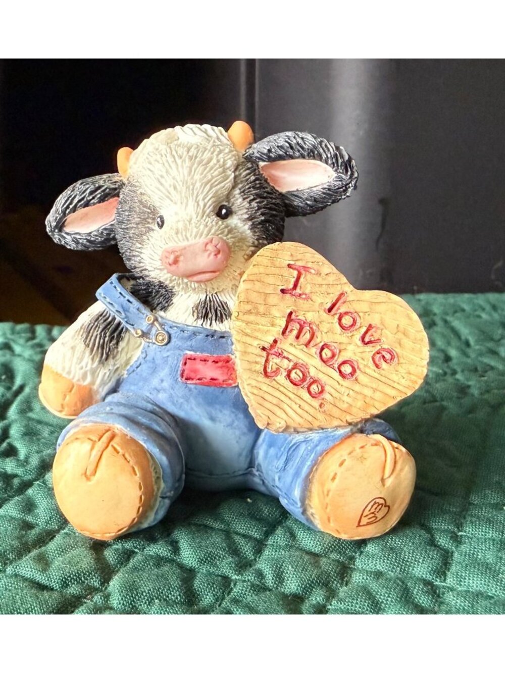 Vintage 1994 Enesco Mary Rithner Cow Figurine "I Love Moo Too" Collectible